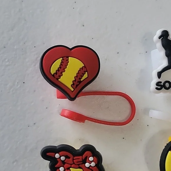 Softball Straw Toppers - Picture 2 of 6